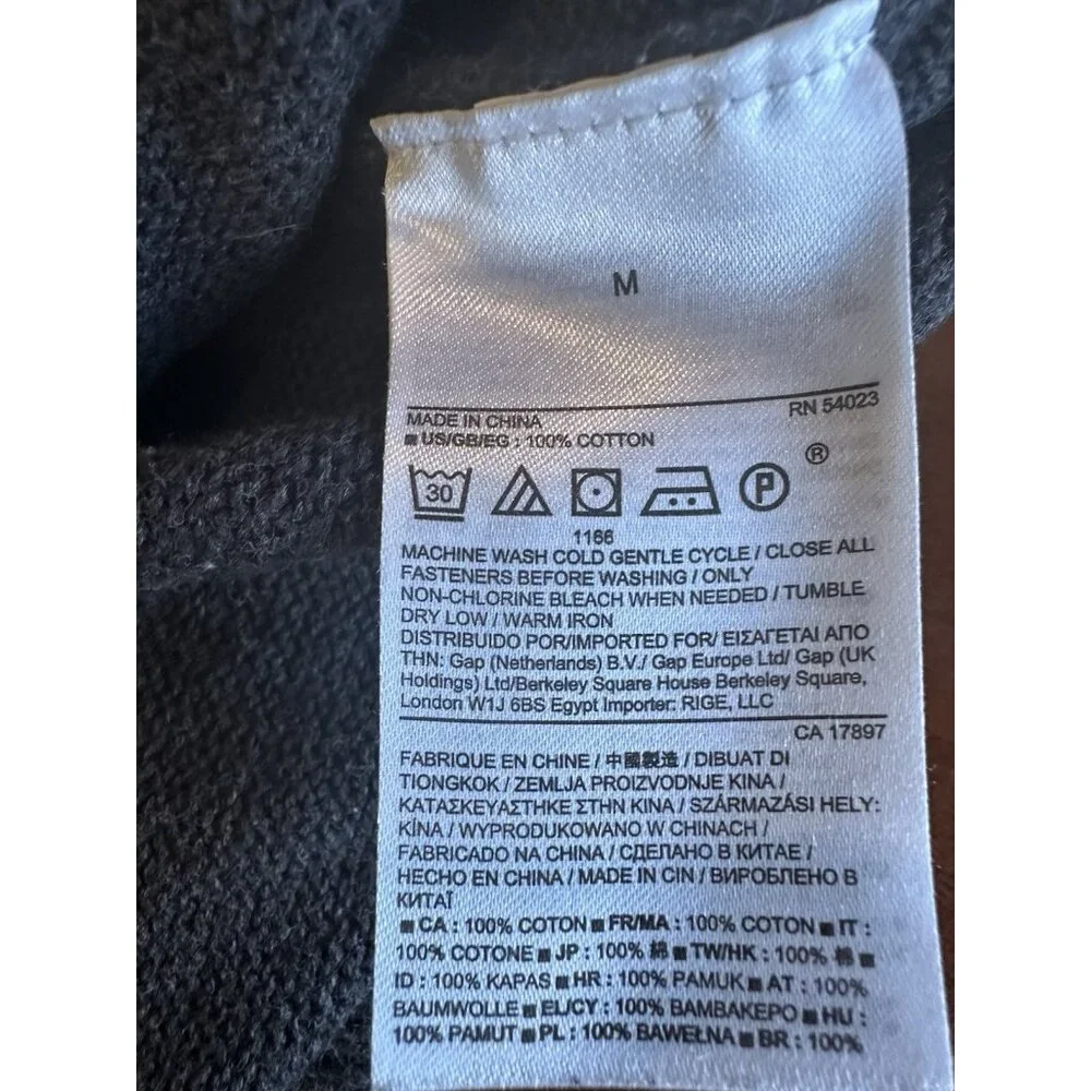 Banana Republic Men’s Sweater Sz M Button Mock Neck 100% Cotton Grey
